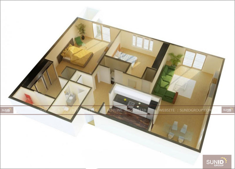 bản vẽ 3d thiết kế nội thất chung cư