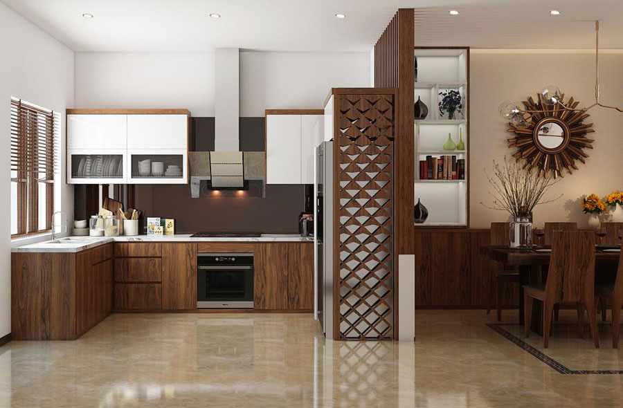 Hoàn thiện nội thất nhà phố 2 tầng dùng vật liệu gỗ